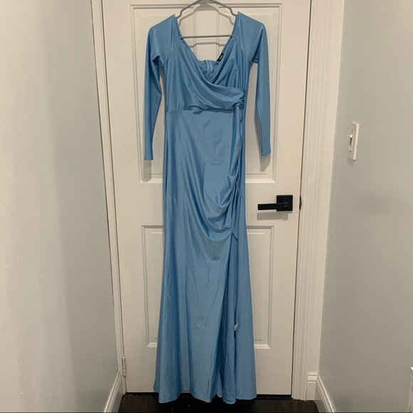 Fashion Nova Dresses & Skirts - FASHION NOVA off the shoulder blue gown L